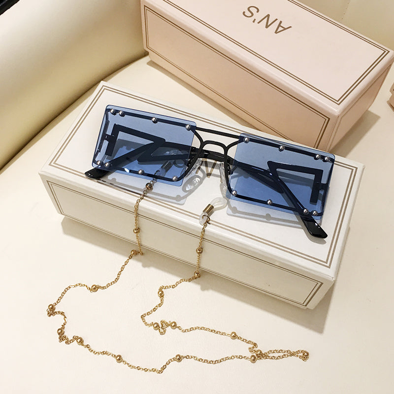 Rectangle Luxury Sunglasses with Optional Chain | Anti-UV | 6 Colors | Unisex