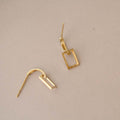 Arc – 9K Gold Stud Earrings | Semicircle Rectangular Design | Solid Gold