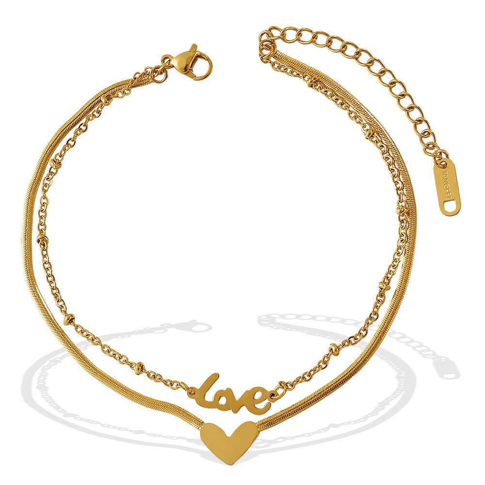 Double Layer Heart Anklet — Minimalist Luxury
