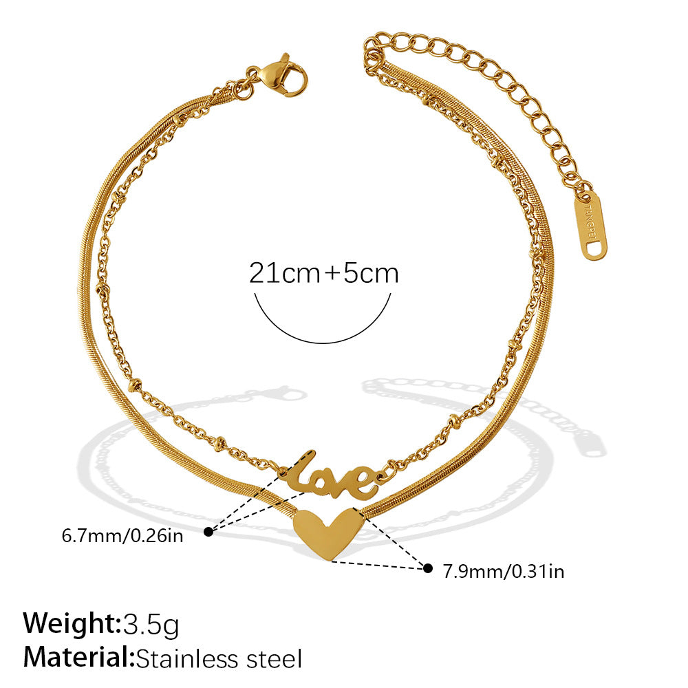 Double Layer Heart Anklet — Minimalist Luxury