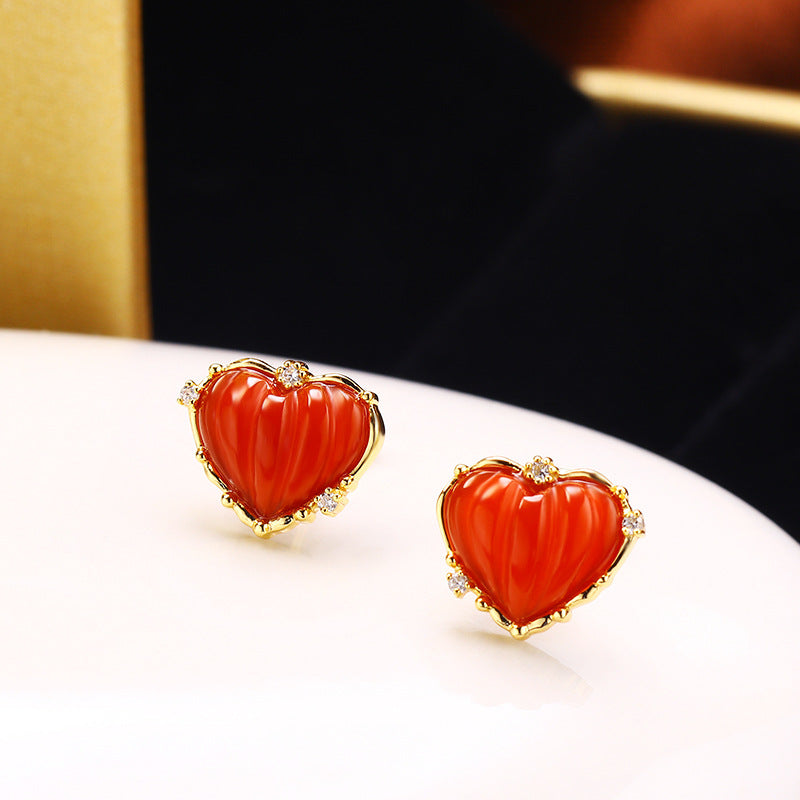 Amour Agate Heart Earrings