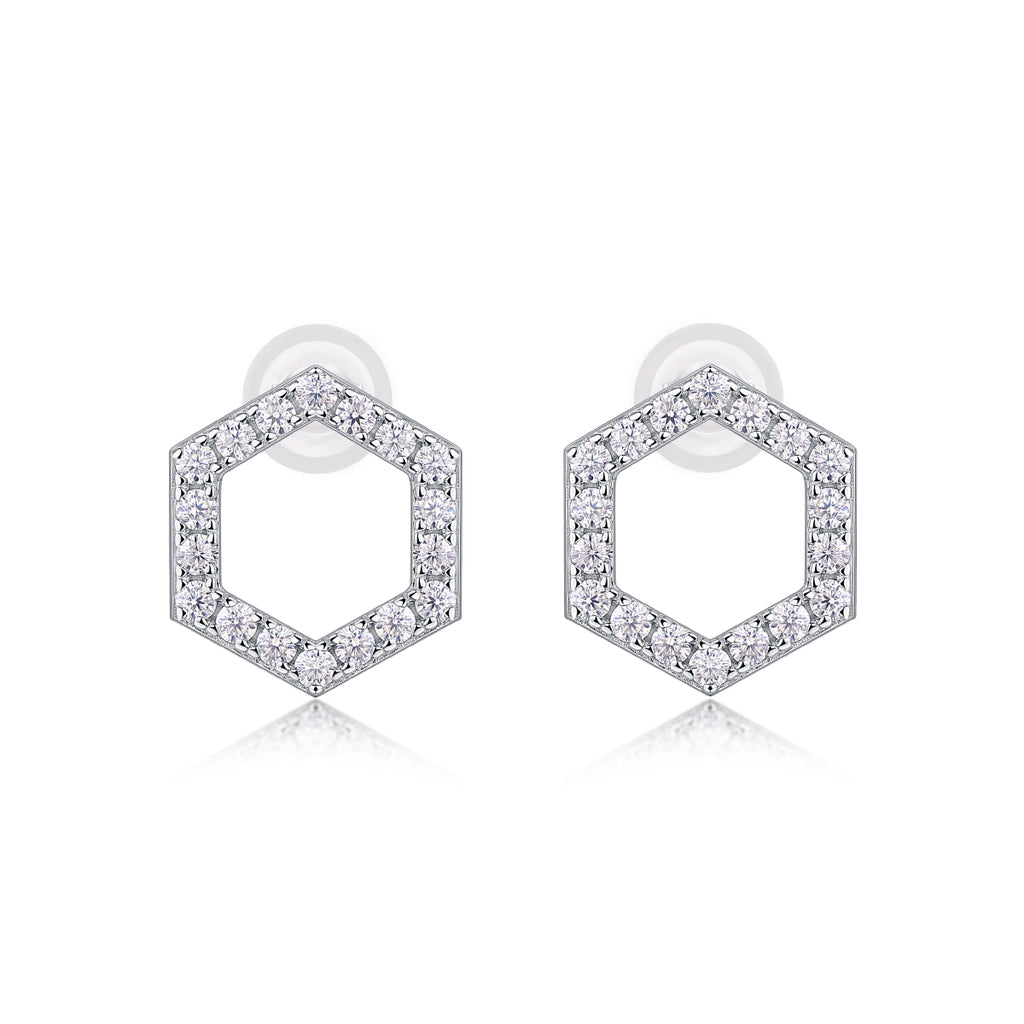 Moissanite Stud Earrings — S925 Silver with Platinum Coating