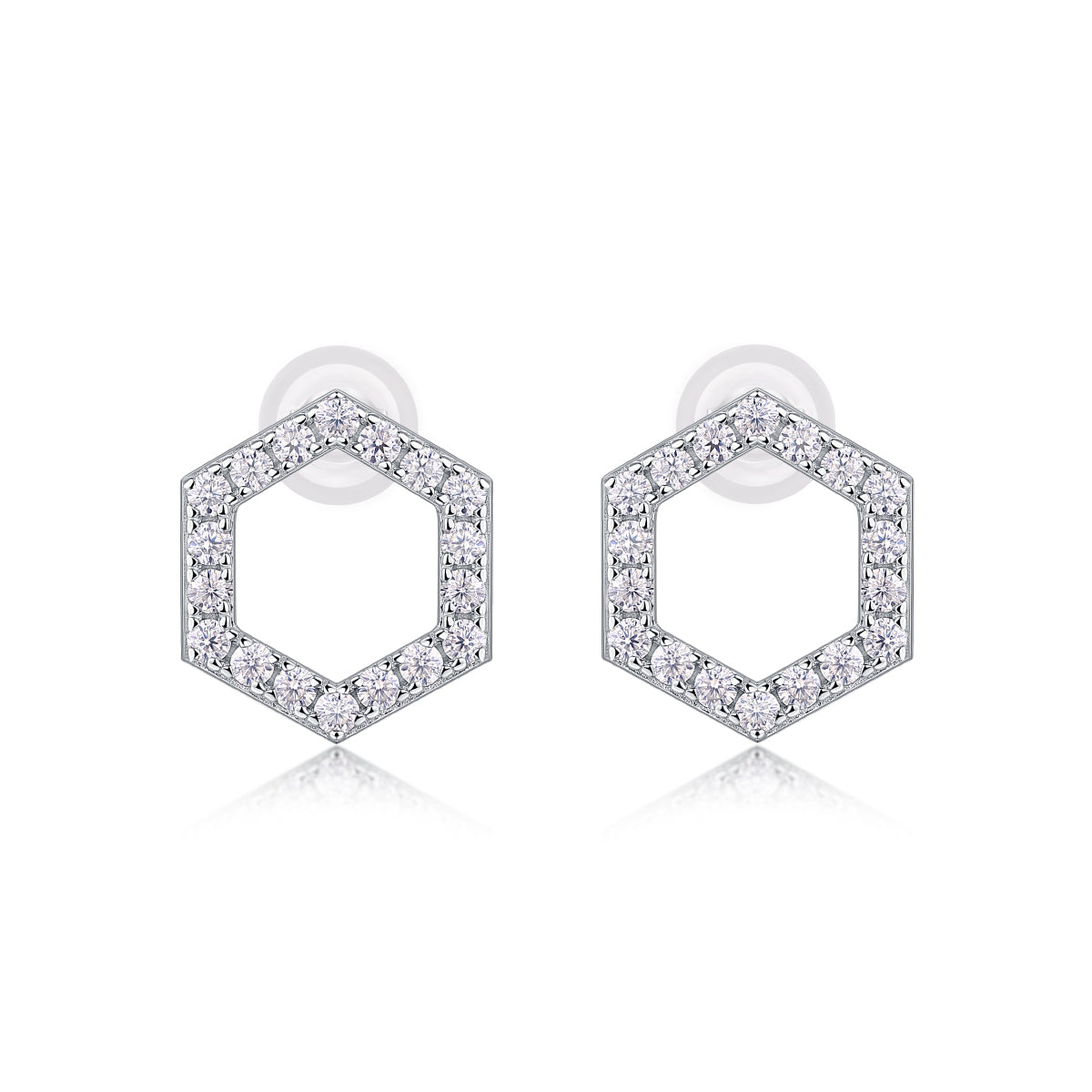 Moissanite Stud Earrings — S925 Silver with Platinum Coating