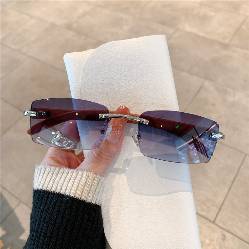 Frameless Wood Grain Sunglasses — UV400 Fashion Eyewear