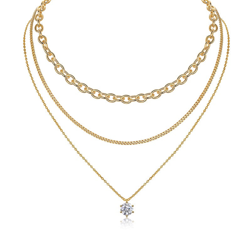 Moissanite Pendant Necklace – 2 Carat | Gold-Plated Sterling Silver