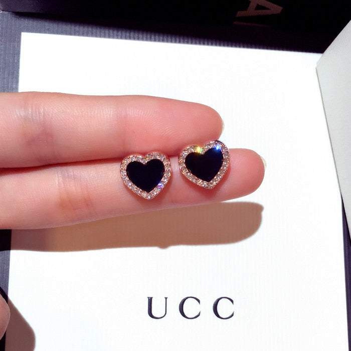 Coeur — Enamel Heart Stud Earrings