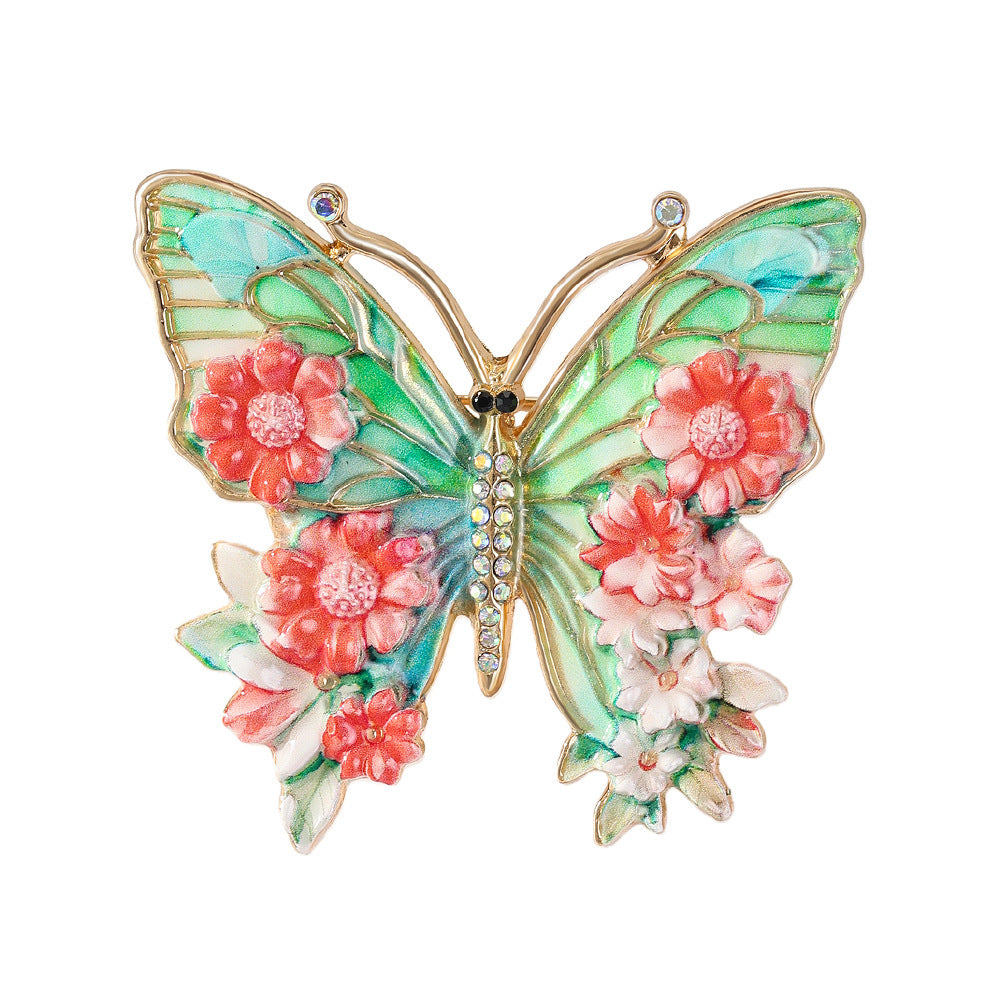 Diamond-Set Butterfly Brooch — Enamel Luxury Pin