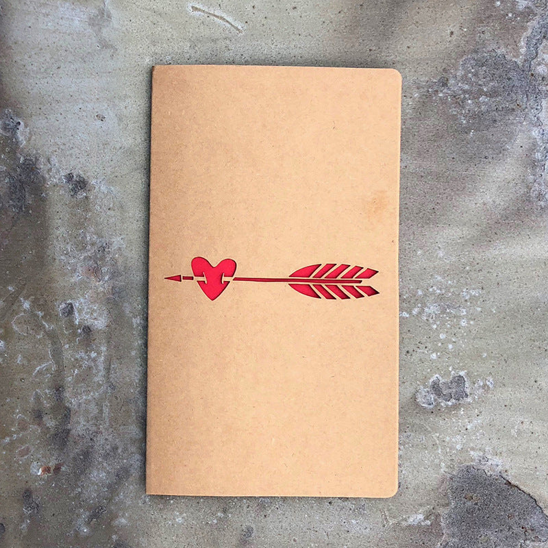 Vintage Kraft Paper Laser-Cut Love Greeting Card — Hollow Floral Design