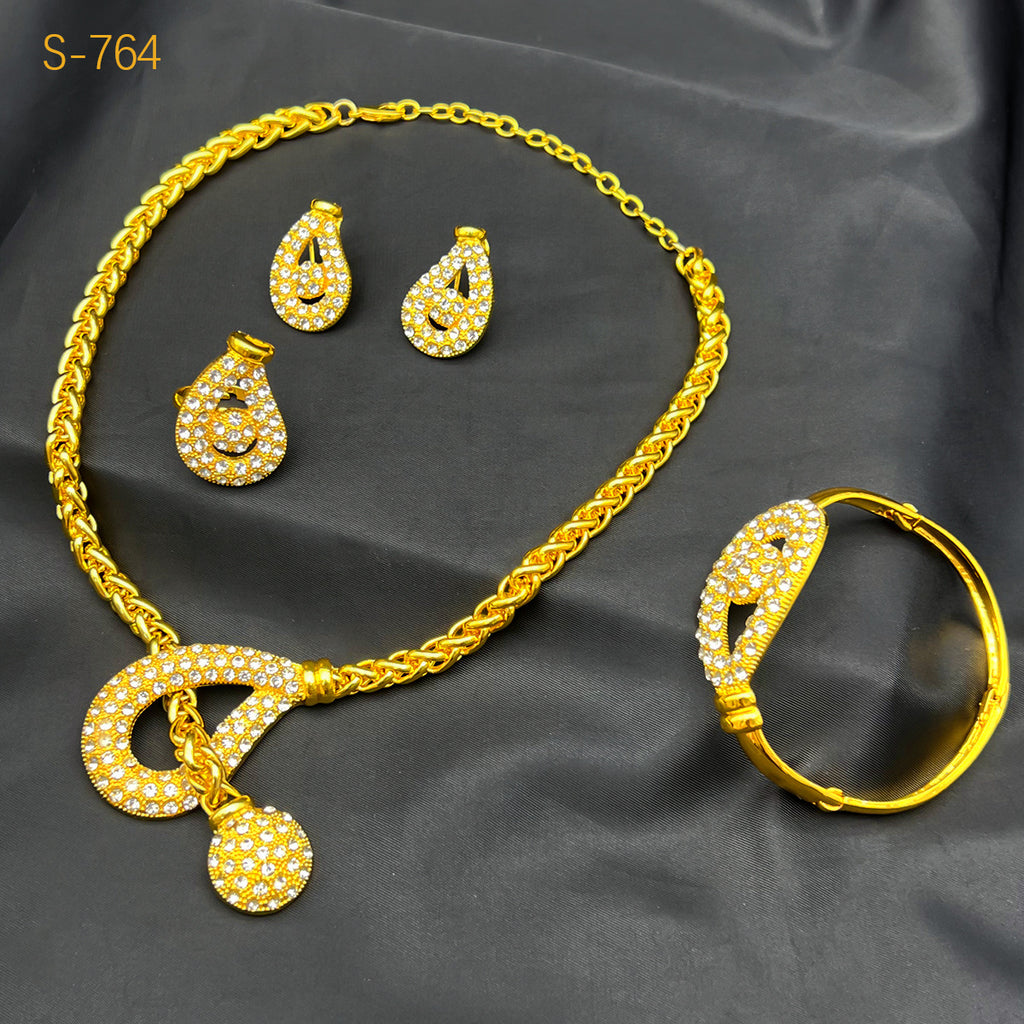 Dubai Bridal Luxe — 24K Gold-Plated Jewelry Set | Necklace, Bracelet, Earrings & Ring