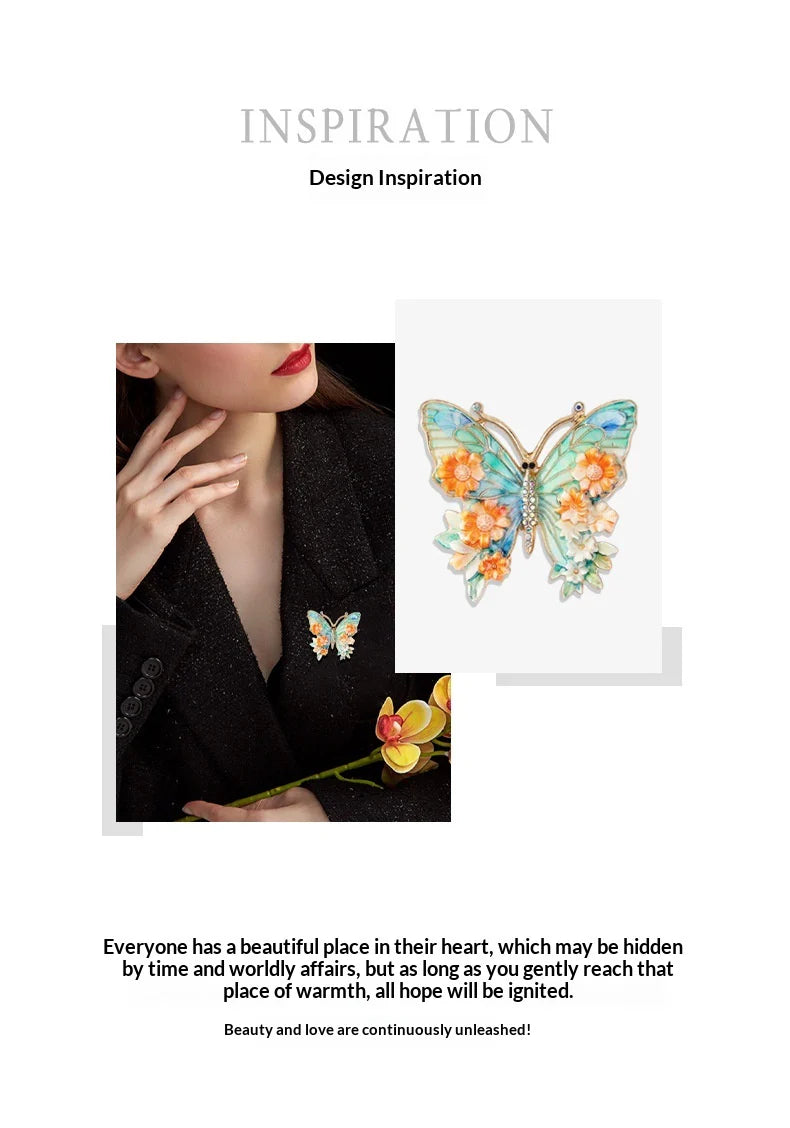 Diamond-Set Butterfly Brooch — Enamel Luxury Pin