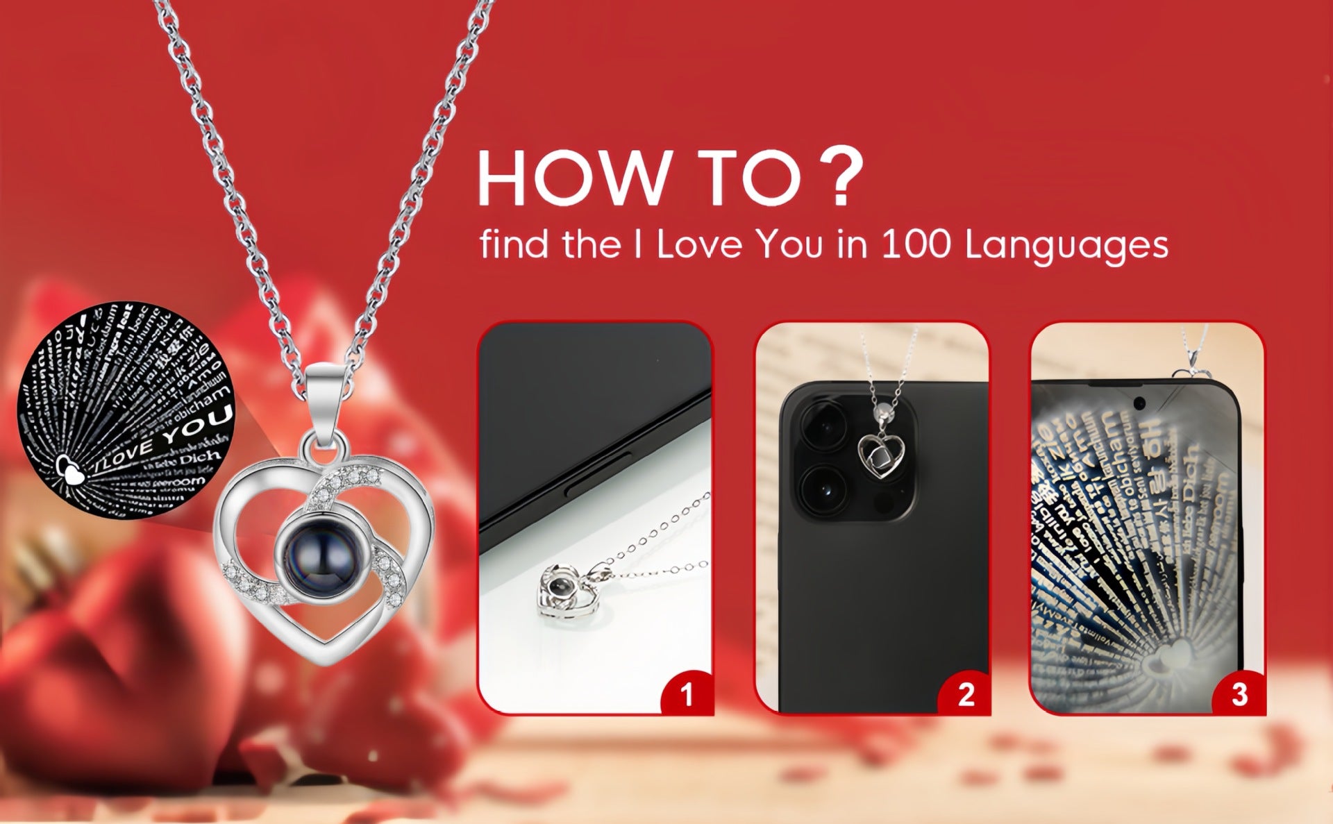 Heart-Shaped Love Language Projection Necklace | Electroplated Copper | Luxury Romantic Gift