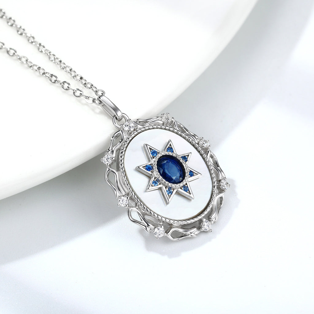 925 Sterling Silver Natural Sapphire Platinum Gold Luxury Pendant Necklace