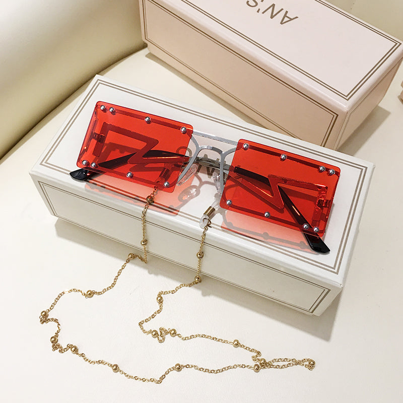 Rectangle Luxury Sunglasses with Optional Chain | Anti-UV | 6 Colors | Unisex