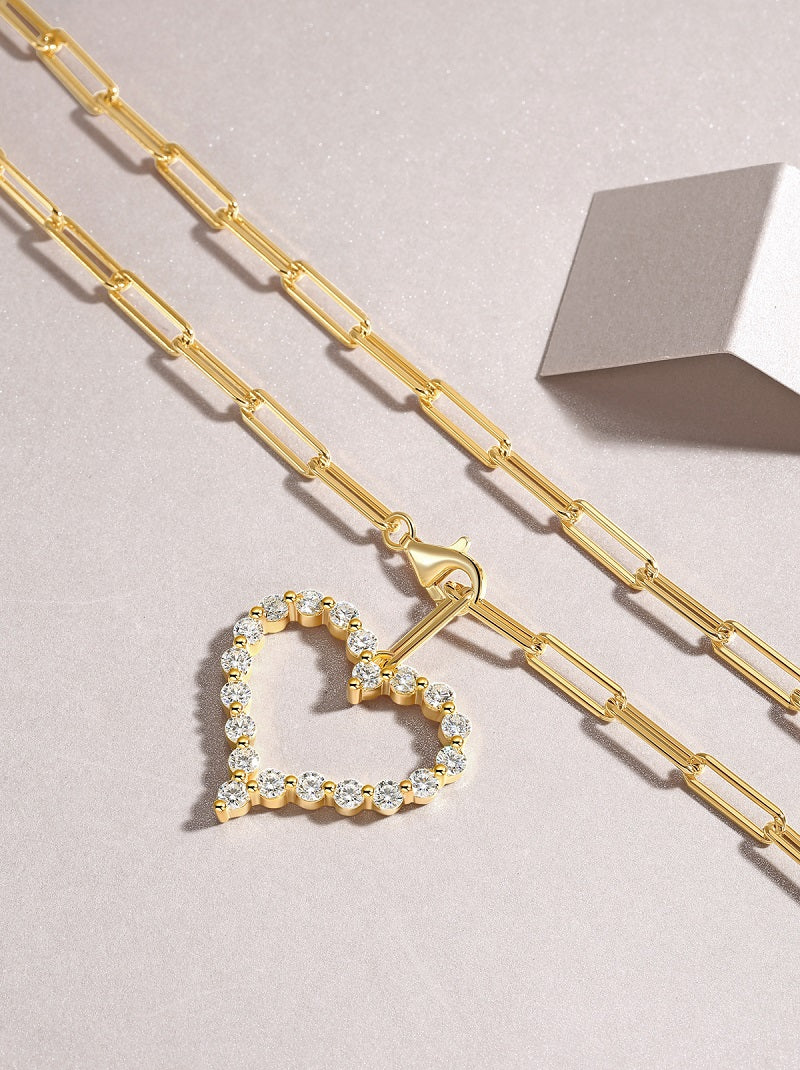 The Heart's Wish – Moissanite Pendant Necklace | Gold-Plated Sterling Silver