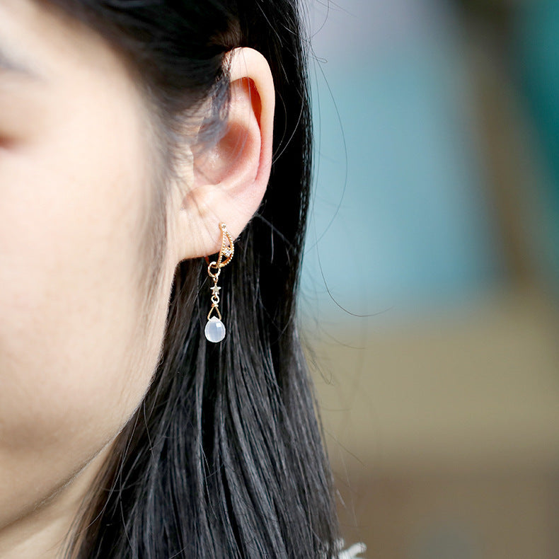 Blanche Chalcedony Star Earrings
