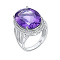 Natural Amethyst Violet 19 Carat Precision Set 925 Silver Luxury Ring
