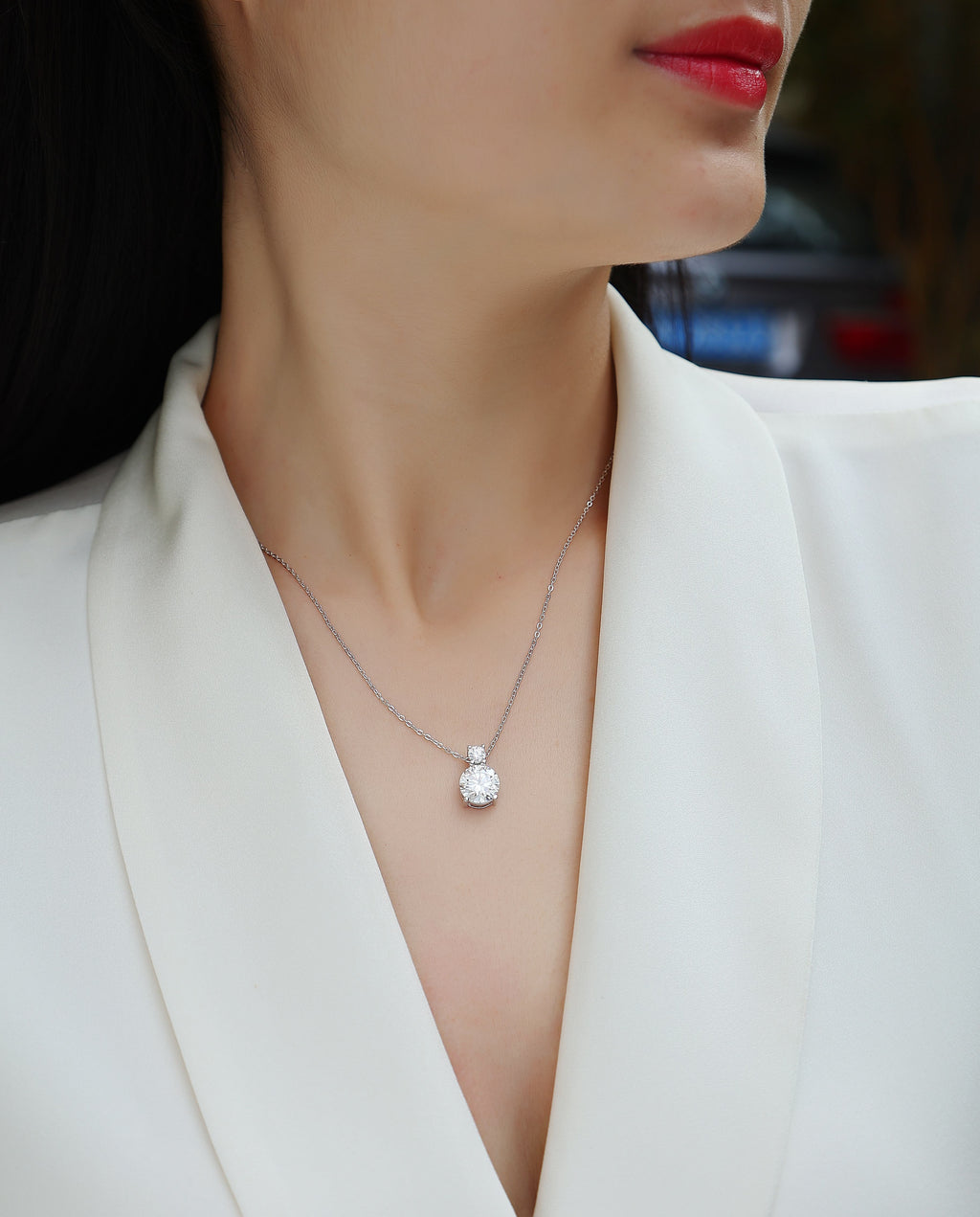Moissanite Platinum Elegance Pendant Necklace | S925 Silver
