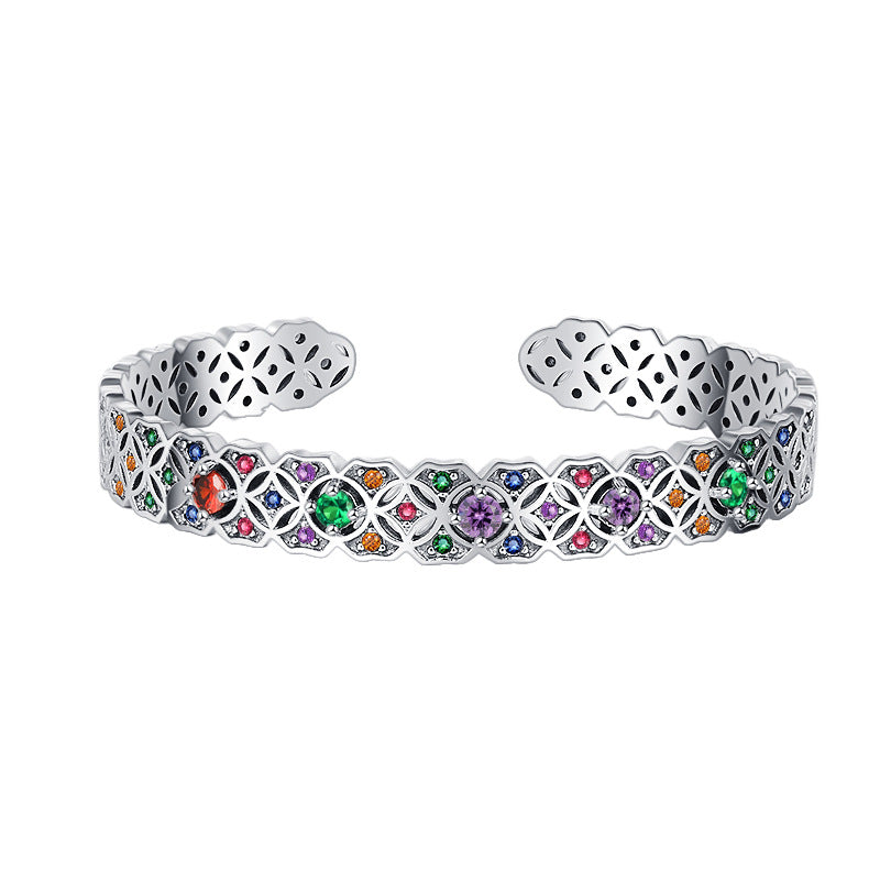 925 Silver Minority Totem Retro Hollow Pattern Luxury Bracelet