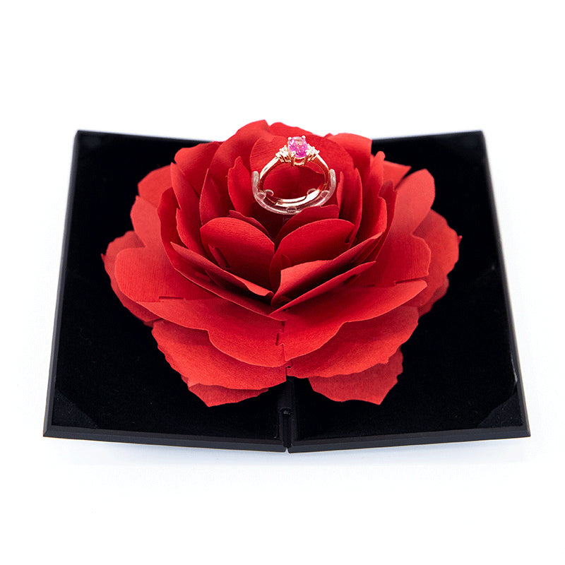 Luxury 3D Rose Heart Rotating Ring Gift Box – Elegant Jewelry Presentation