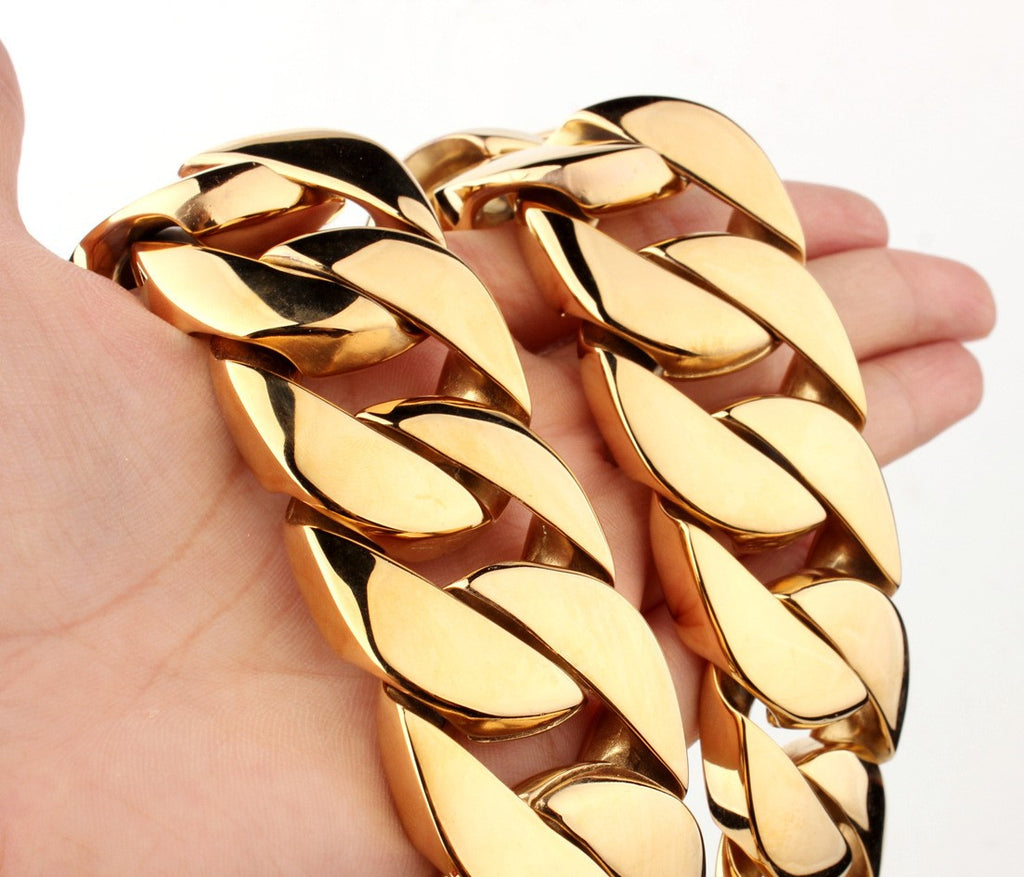 Men's Titanium Steel Whip Chain Necklace | Gold Luxury Jewelry