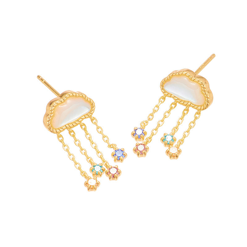 Cloud Butterfly – Sterling Silver Korean Style White Bell Butterfly Luxury Earrings