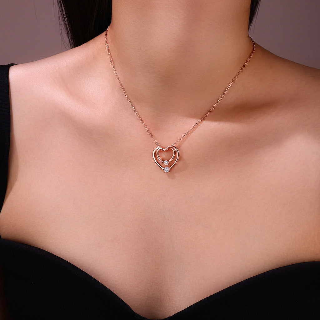 Moissanite Solitaire Necklace – Platinum-Plated Sterling Silver | Timeless Luxury