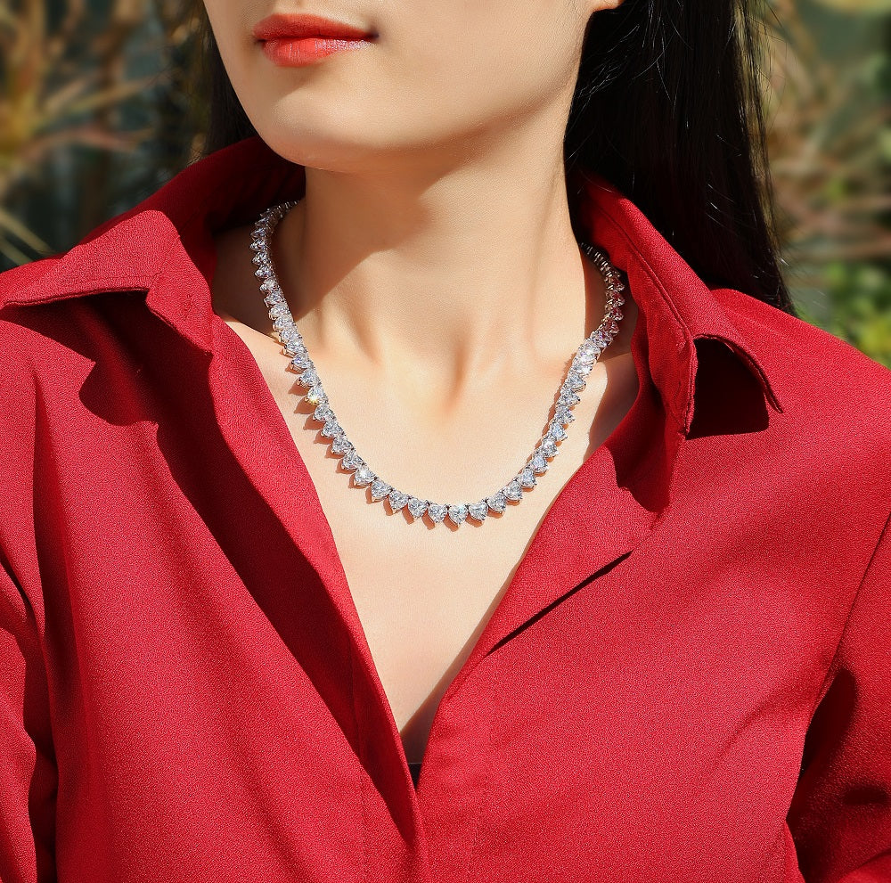 Romantic Gravity — 1-carat Moissanite Pendant Necklace | S925 Platinum-plated Silver