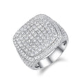 Royal Square Moissanite Ring – Men's Luxury Wedding Ring | Platinum-Plated Silver
