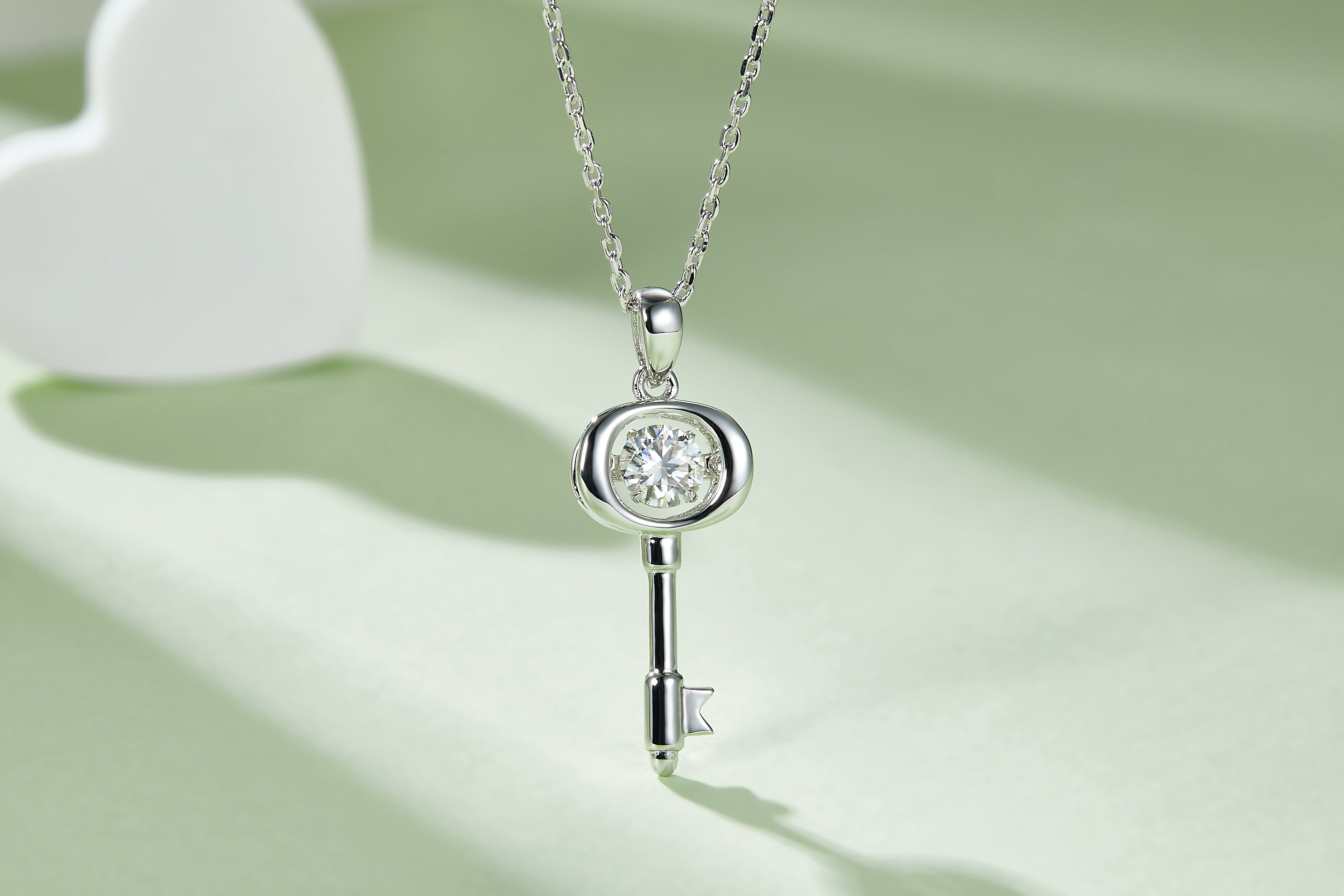 Moissanite Pendant Necklace – 0.5 Carat | Platinum-Plated Sterling Silver