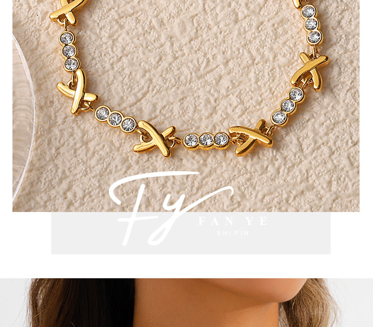 X Diamond Necklace & Bracelet Set — Sparkling Luxury