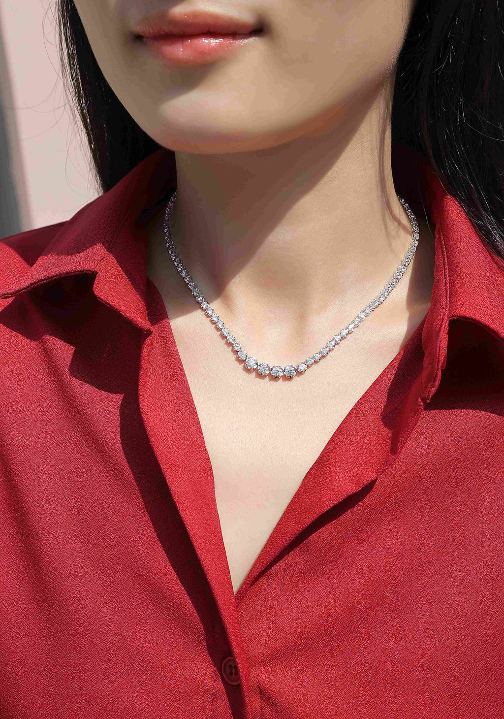 In The Name of Light – Moissanite Pendant Necklace | Platinum-Plated Sterling Silver