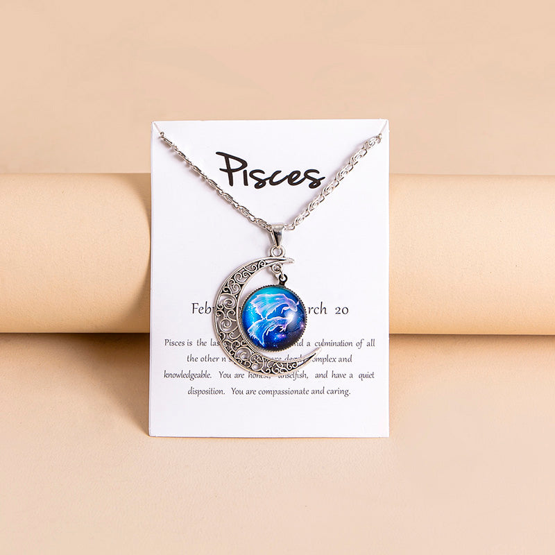 Luna — Zodiac Moon Glass Pendant Necklace