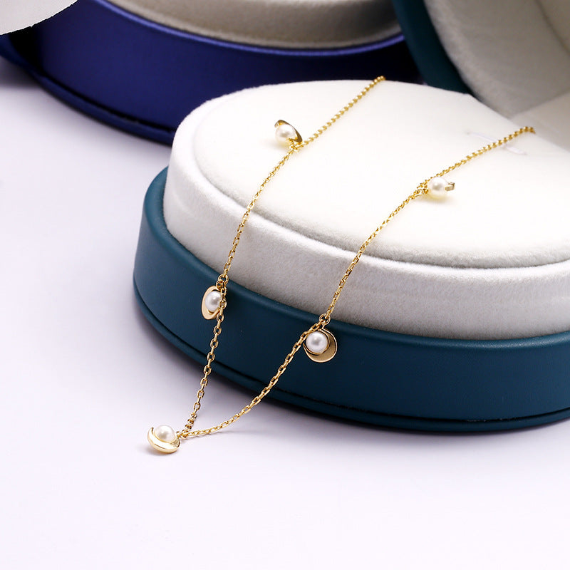 Lune — Natural Pearl Collarbone Necklace | 925 Silver
