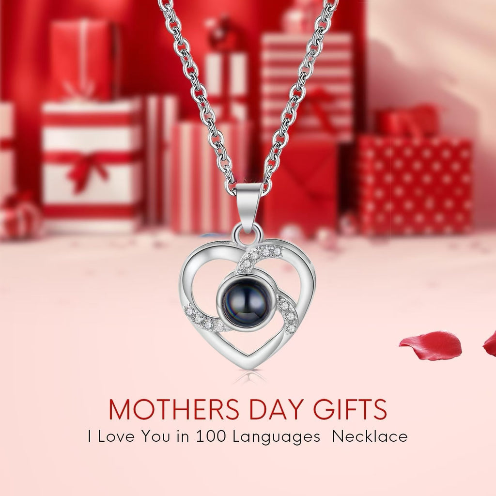 Heart-Shaped Love Language Projection Necklace | Electroplated Copper | Luxury Romantic Gift