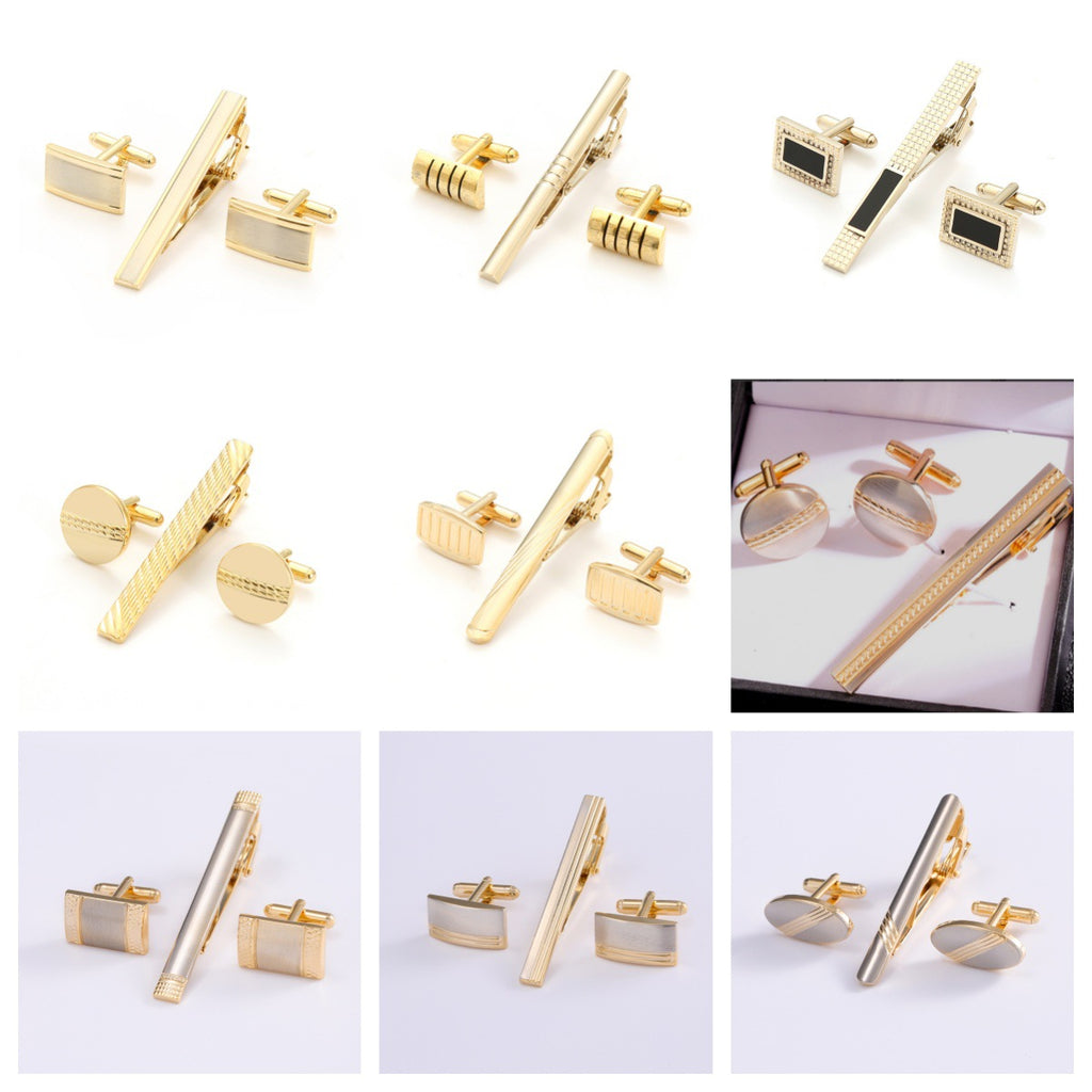 Men’s Luxury Cufflinks, Tie Clip & Pen Set — Business Elite