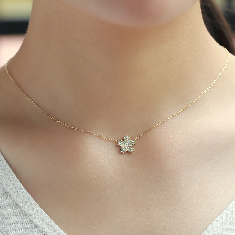 Cherry Blossom – Sterling Silver Full Pavé Flower Luxury Necklace