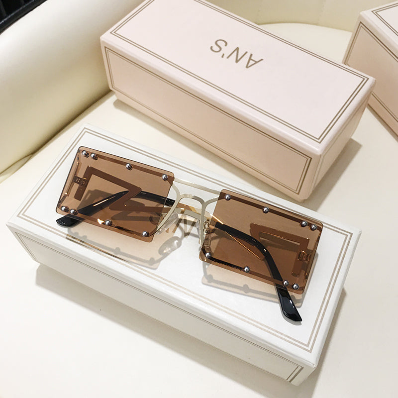 Rectangle Luxury Sunglasses with Optional Chain | Anti-UV | 6 Colors | Unisex