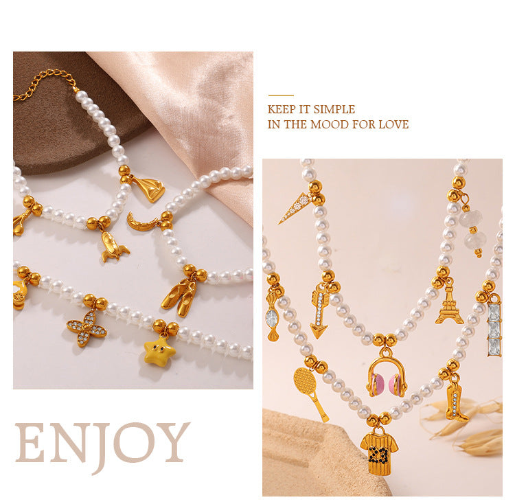 Perle — White Bead Pendant Bracelet & Necklace