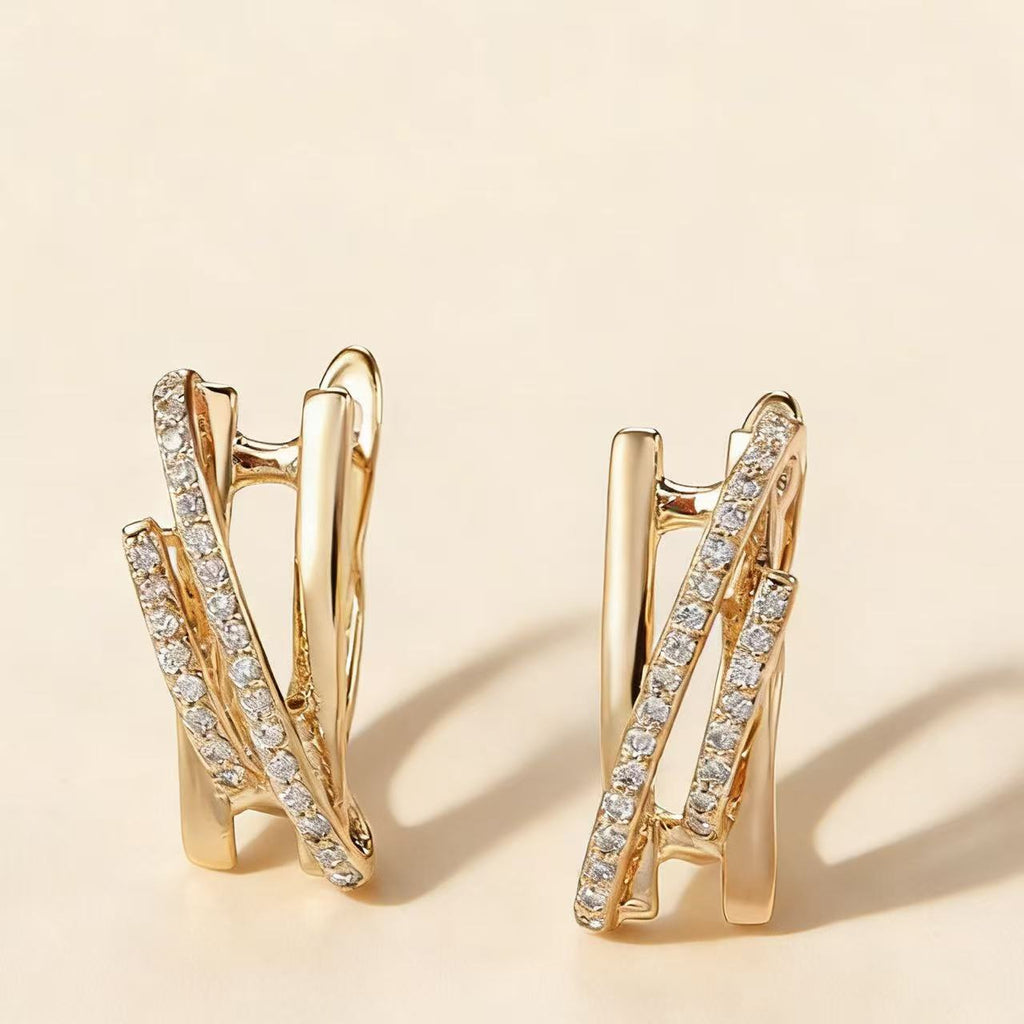 Croix — Gold Zircon Cross Ear Clips