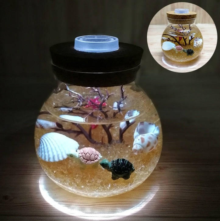 Ocean Dream Bottle — Luxury Luminous Glass Eco Terrarium