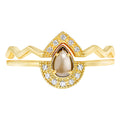 Tea Crystal Teardrop Silver Ring | S925 Silver & 14K Gold