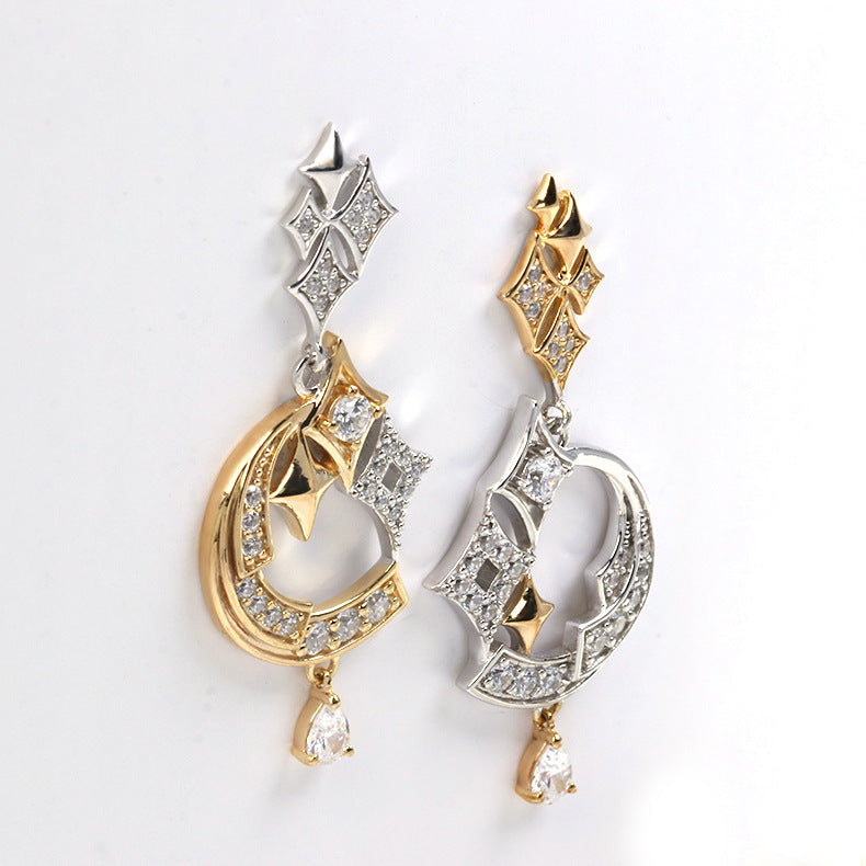 Stellar Luxe – Sterling Silver Geometric Star Zircon Luxury Earrings