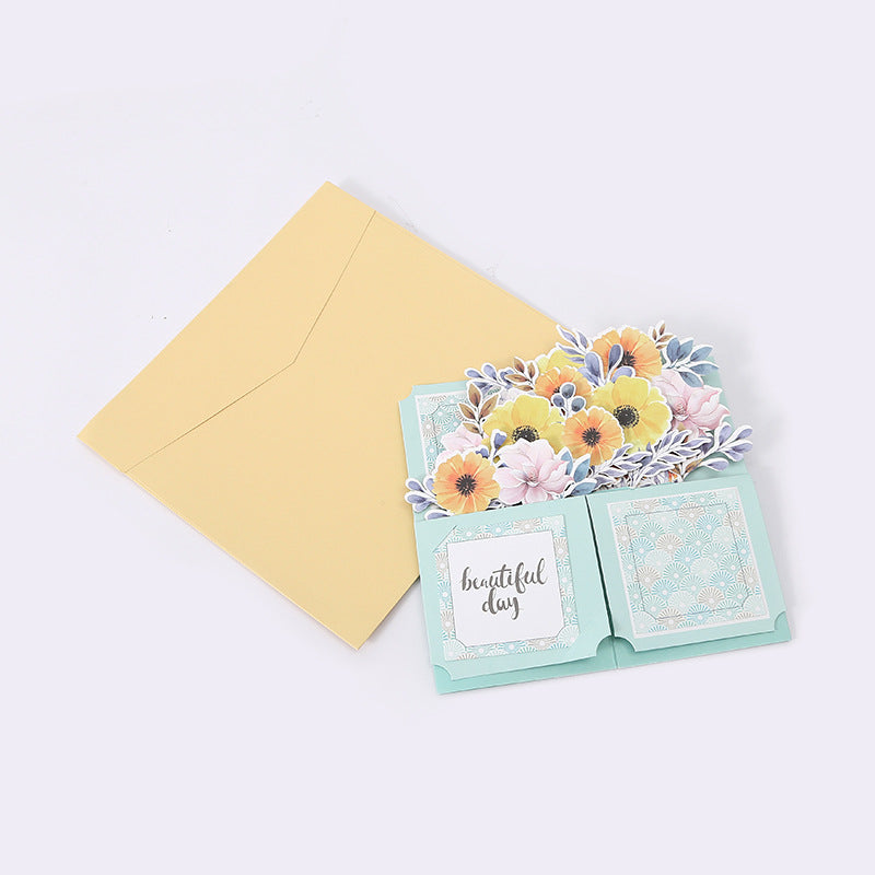 Handcrafted 3D Paper-Cut Floral Greeting Card — Hollow Sculptural Design