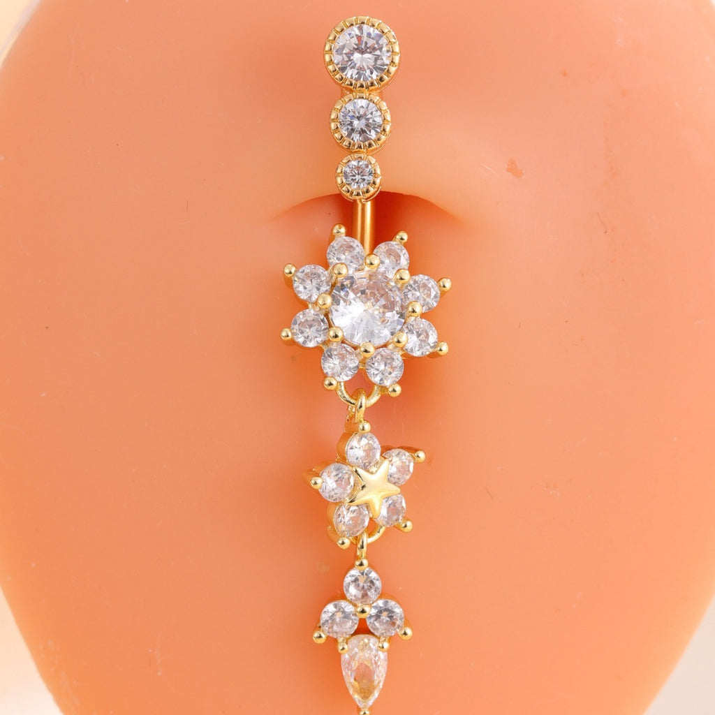 Zircon Navel Piercing Ring | Luxury Body Jewellery | Gold & Silver