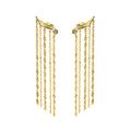 Golden Wings – Sterling Silver 18K Gold Plated Long Tassel Luxury Earrings