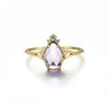 Brazilian Amethyst Teardrop Silver Ring | Natural Gemstone Luxury