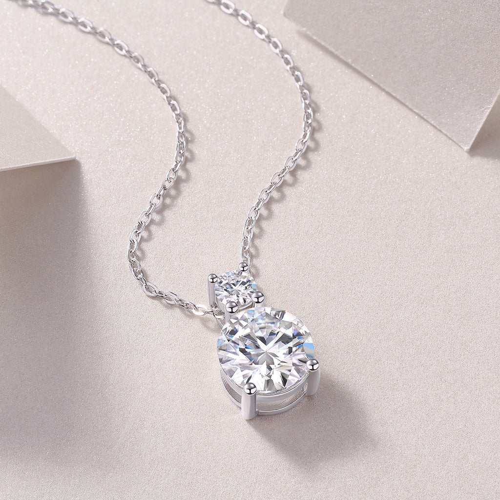 Moissanite Platinum Elegance Pendant Necklace | S925 Silver