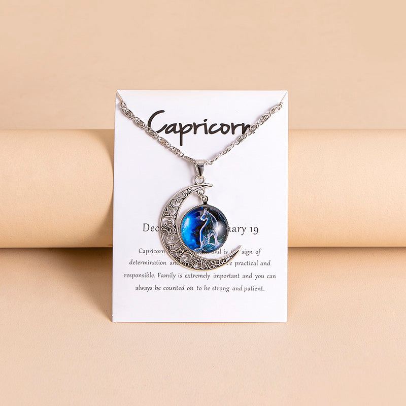 Luna — Zodiac Moon Glass Pendant Necklace