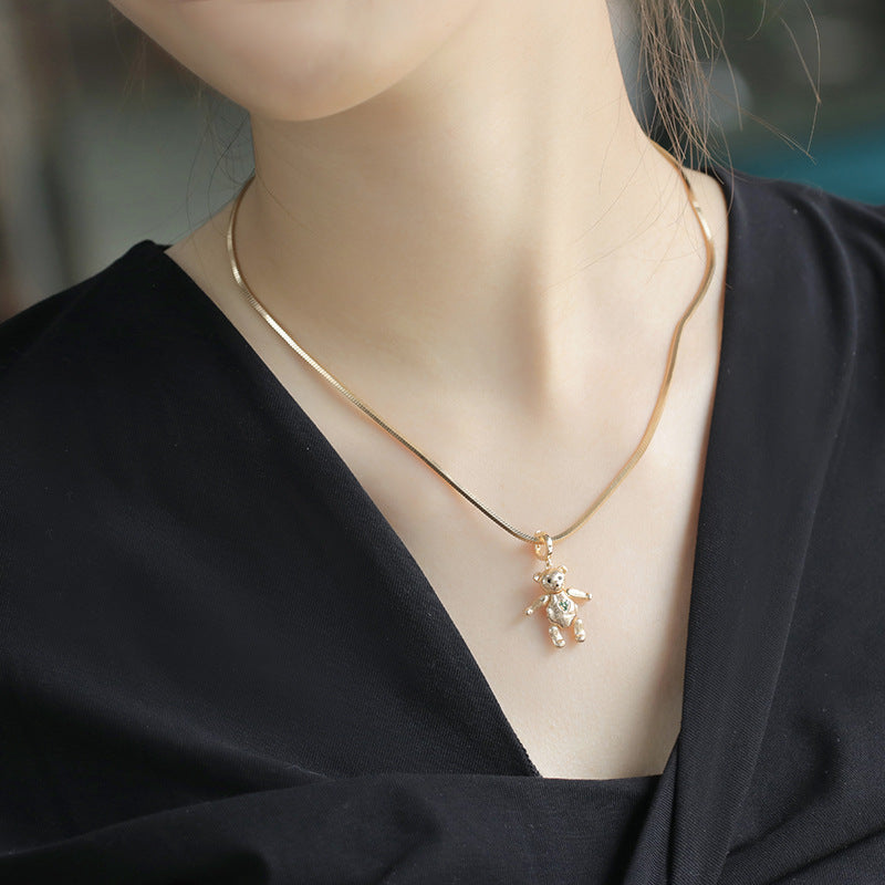 Sweet Bear 925 Sterling Silver Cute Character Pendant Necklace