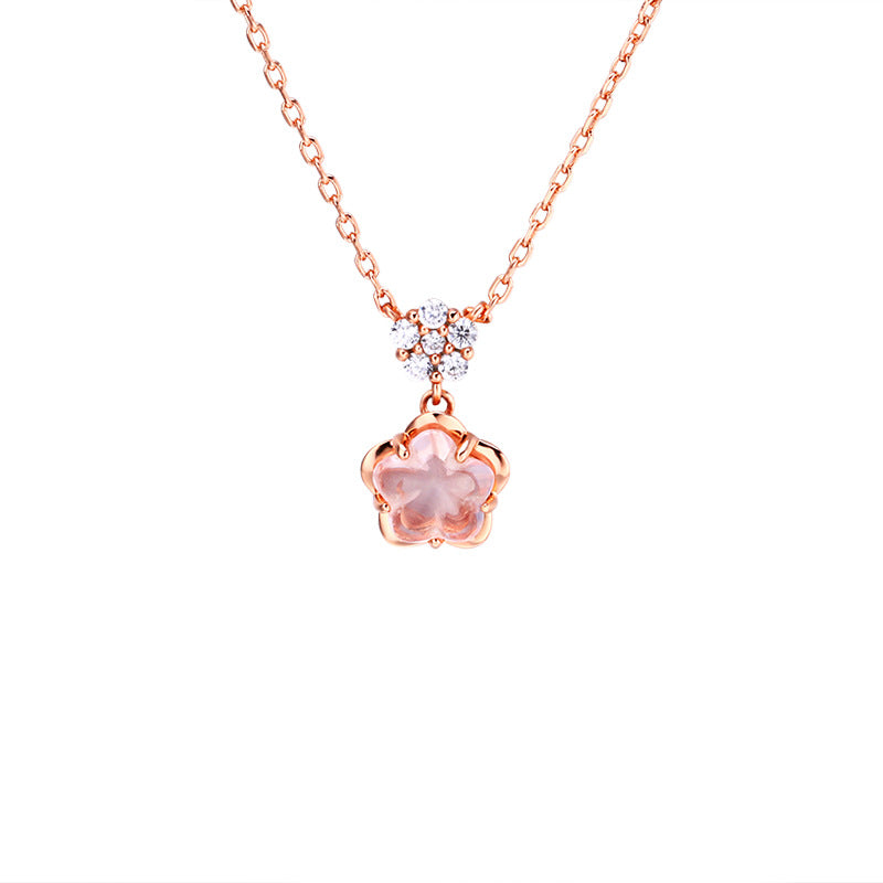 Sakura — 925 Silver Pink Crystal Necklace